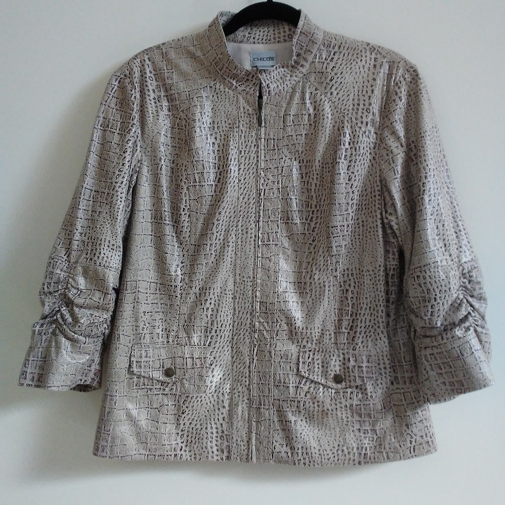 Chico's Snake Print Lightweight Jacket Size 2 Lge